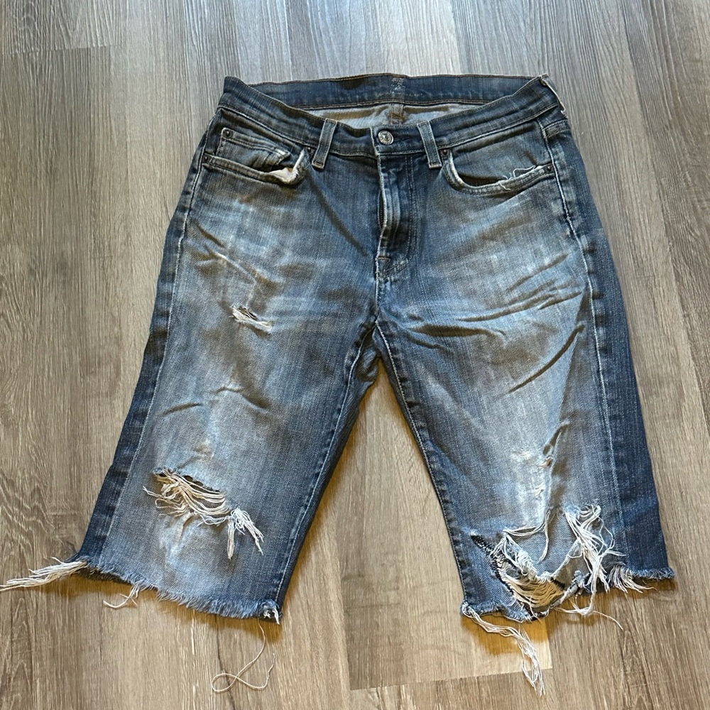 7 For All Mankind Distressed Jean Shorts